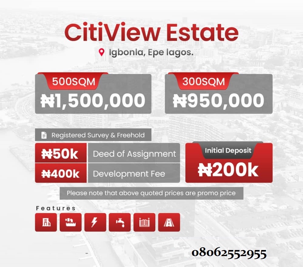 Land for Sale in Epe, Lagos @ Citi-View Estate, Igbonla, Epe LGA