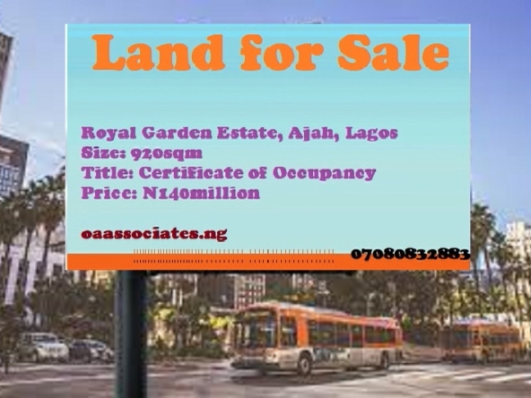 Land for Sale in Royal Garden Estate Ajah
